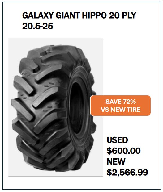 20.5-25 GALAXY GIANT HIPPO 20 PLY #6425 – Tire Repair Center