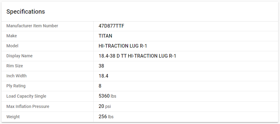 TITAN — 18.4-38 D TT HI-TRACTION LUG R-1 (18.4R34, 460/85R38)