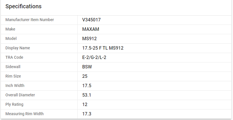 MAXAM — 17.5-25 F TL MS912