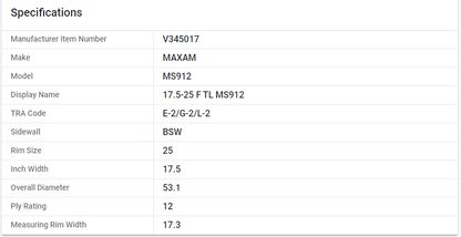 MAXAM — 17.5-25 F TL MS912