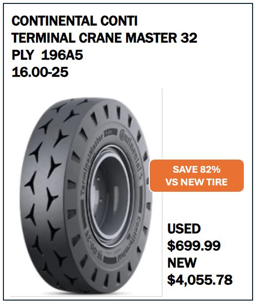 16.00-25 CONTINENTAL CONTITERMINAL CRANE MASTER 32PLY #6039