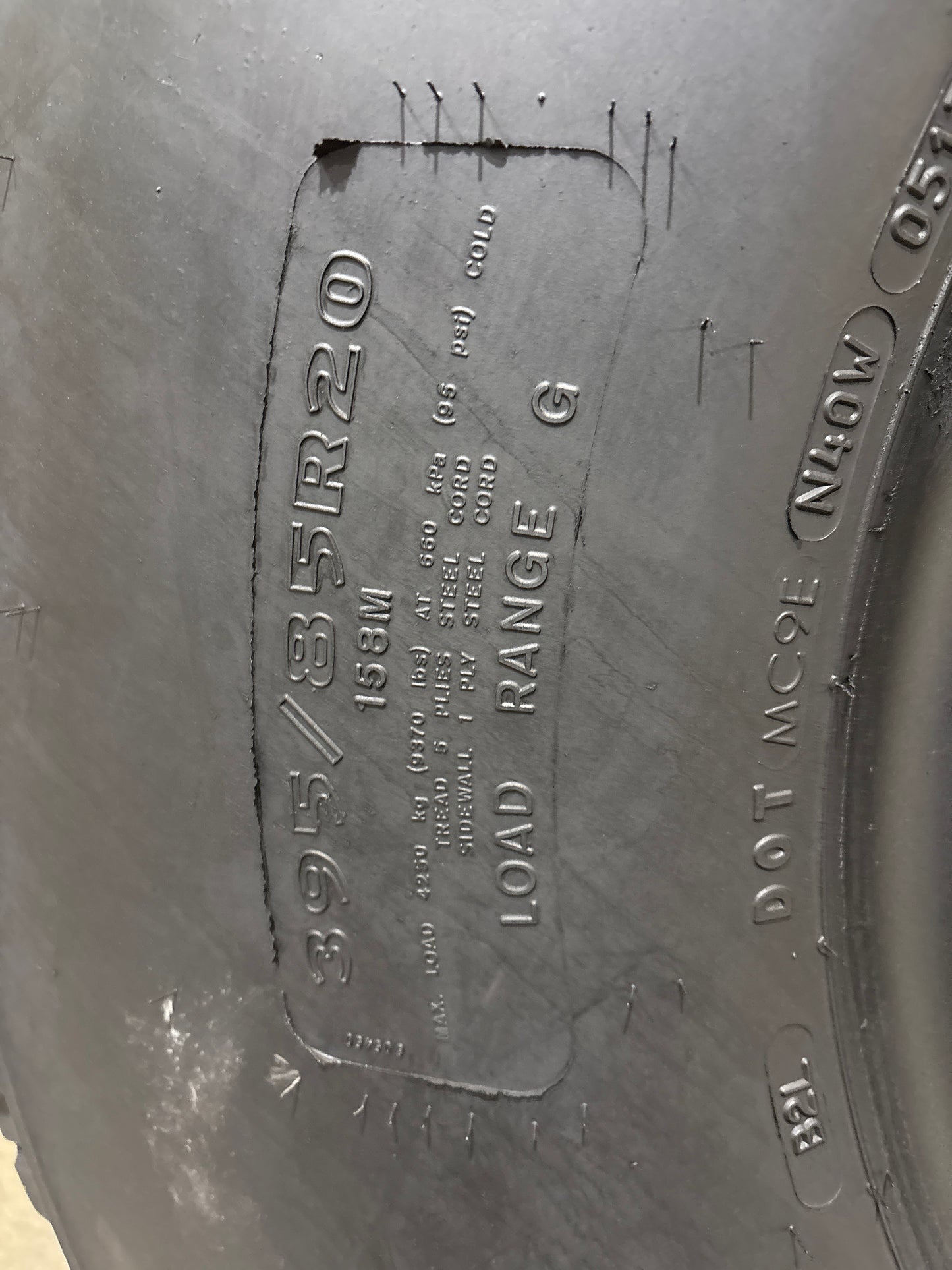 395/85R20 GOODYEAR MV/T MILITARY TRUCK TIRE #5714